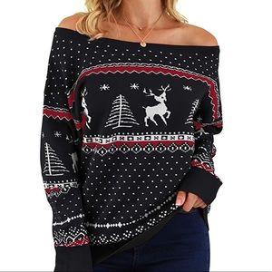 Off the shoulder women’s christmas sweater